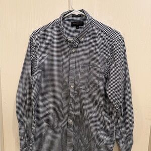 Banana Republic Men's Black and White Gingham Shirt